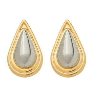 Brinco Dourado e Prateado Formato Gota